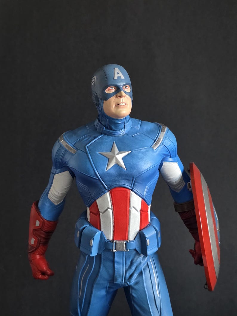 Kapten Amerika från The Avengers (3D-printad och målad resinfigur) bild 6