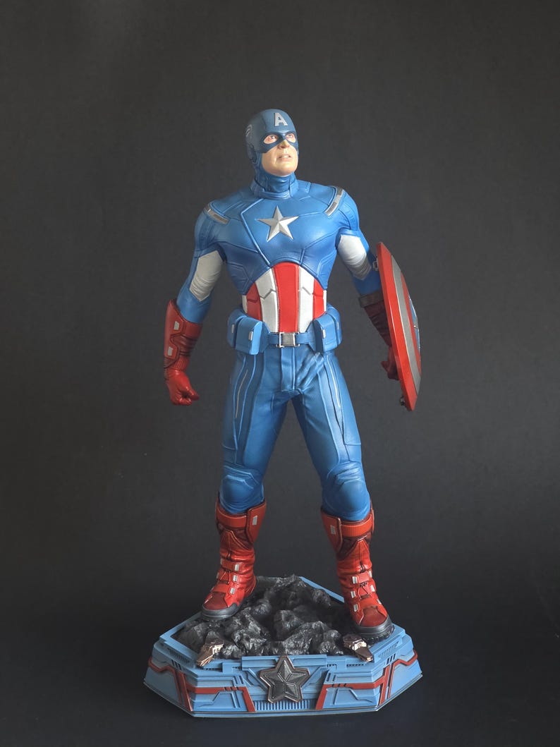 Kapten Amerika från The Avengers (3D-printad och målad resinfigur) bild 2