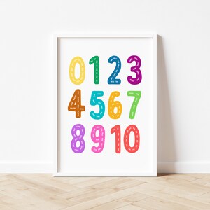 Rainbow Bilingual Numbers Print, Digital Educational Poster, 123 Poster, French & English Print, Kids Room Art, Classroom Printable