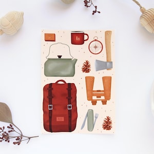 Cartão para caminhante | Para campista | Cartão postal para caminhante | Presente para caminhante | Arte de parede de aventura | Acampamento | Campista feliz | Cartão de felicitações A6