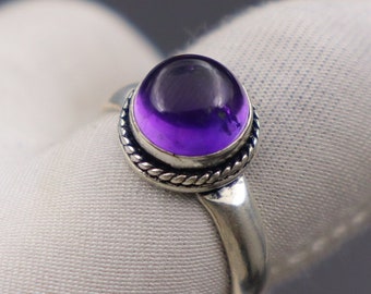 Amethyst Ring, boohoo Sterling Silver Ring, Handmade Designer Ring, Natural Amethyst Silver Ring, Minimalist Ring For Women's, Gift For Her