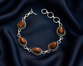 Sterling Silver Tiger's Eye Bracelet – Natural Crystal Jewelry