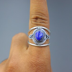 Natural Lapis Lazuli gemstone silver Ring, Lapis Lazuli Silver Ring, Charm Ring, dainty ring, Lapis Statement Ring, Boho Ring, Gift for her.