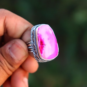 Natural Pink Opal Gemstone Ring, Handmade Ring, 925 Sterling Silver Rings, Dainty Opal  ring, Charm Ring, Gifts For Her