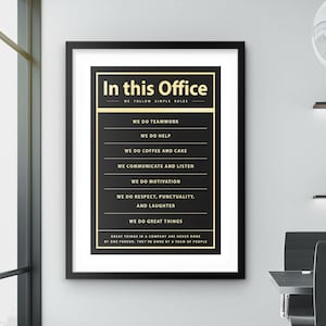 In This Office We Do Wall Office Decor Rolled Poster, Company Office Inspirational Sign Team Framed Poster Motivation, Teamwork Quote Office