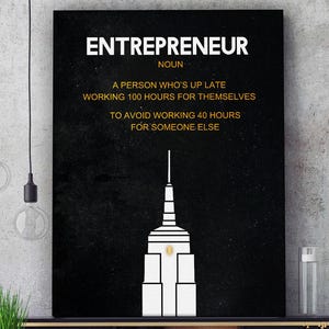 Entrepreneur Canvas Print Office Decor Modern Art Motivation Wall Quote Inspiration Decoration Motivational Inspirational Hustle Pop Arts