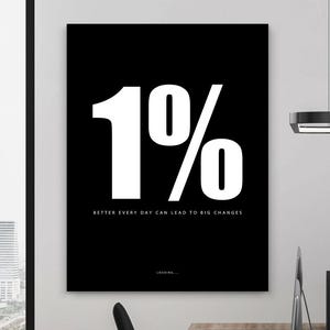 Motivational Canvas Art - 1 BETTER EVERY DAY Black Minimalist Decor for Home Office