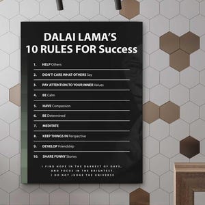 Arte mural con reglas de éxito del Dalai Lama, filosofía budista, impresión en lienzo, cita de meditación tibetana, decoración