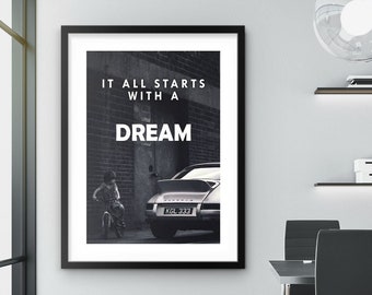 It All Starts With A Dream Motivierende Wandkunst gerahmtes Plakat Bürodekor Entrepreneur-Zitat-Zeichen Inspirierendes Kind gerolltes Plakat