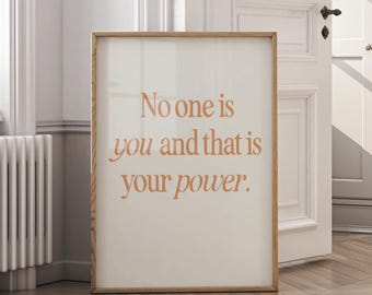 No One Is You Motivational Wall Art – Inspirational Quote Canvas Print, Framed Poster, Modern Minimalist Home Office Decor, Digital Download