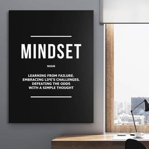 Growth Mindset Wall Art - Motivational Canvas Print Modern Mindfulness Quote Decor Inspirational Office Sign