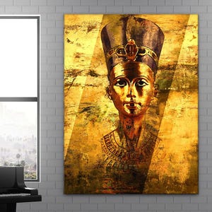 Queen Cleopatra Canvas Print  Egyptian Home Decor  Nefertiti Art  Pharaoh Sign