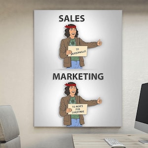 Sales vs Marketing Wall Art  Advertising Agency Office Decor  Digital Ad Strategies Canvas Print