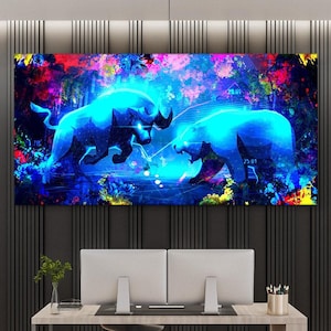 Bull vs Bear Wall Street Canvas Art  Stock Market Office Decor  Investor Motivation Print