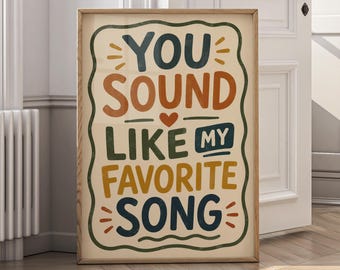 Favorite Song Wall Art, Music Quote Print, Retro Typography Canvas, Music Lover Decor, Vintage Style Poster, Gift for Music Fans - P204A