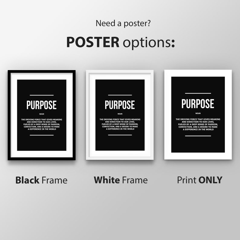 Purpose Definition Wall Art canvas print or framed poster, a captivating canvas print designed to inspire and motivate. This inspirational masterpiece encapsulates the essence of a goal driven success mindset, making it the perfect addition
