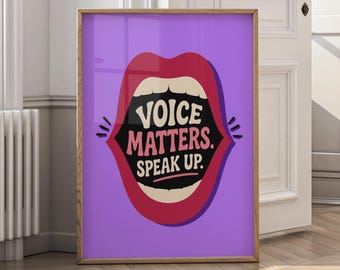 Feminist Wall Art Canvas Print, Speak Up Poster, Bold Typography Decor, Women Empowerment Art, Colorful Office Wall Decor Gift - P214A