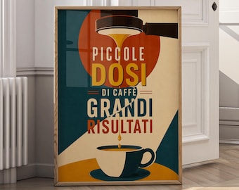 Italian Coffee Wall Art, Espresso Kitchen Print, Vintage Cafe Poster, Retro Coffee Bar Decor, Minimalist Typography Canvas Art - P215A