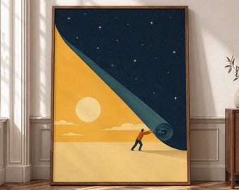 Possibility Wall Art, Night Sky Canvas Print, Mindset Poster, Transform Your Future Decor, Surreal Motivational Artwork P473
