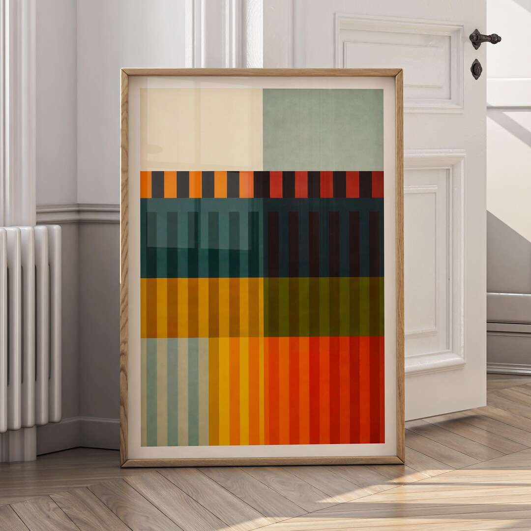 Geometric Abstract Wall Art Canvas Print, Modern Color Block Artwork ...