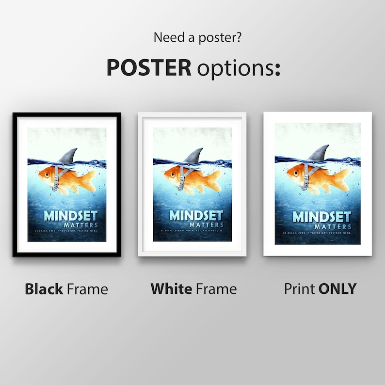 Mindset Matters Canvas Print: Fish Shark Motivational Office Decor - Etsy