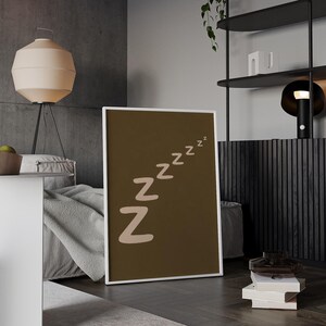 Minimalistisk väggkonst med sömn Zzzz-tryck, modern neutral sovrumsväggdekor, estetisk lugn poster, canvastryck, digital nedladdning - P93A bild 10
