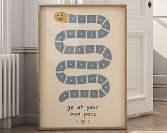 Kids Growth Mindset Wall Art, Go At Your Own Pace Print, Nursery Canvas, Playroom Decor, Positive Affirmation Poster, Baby Room Art - P207A