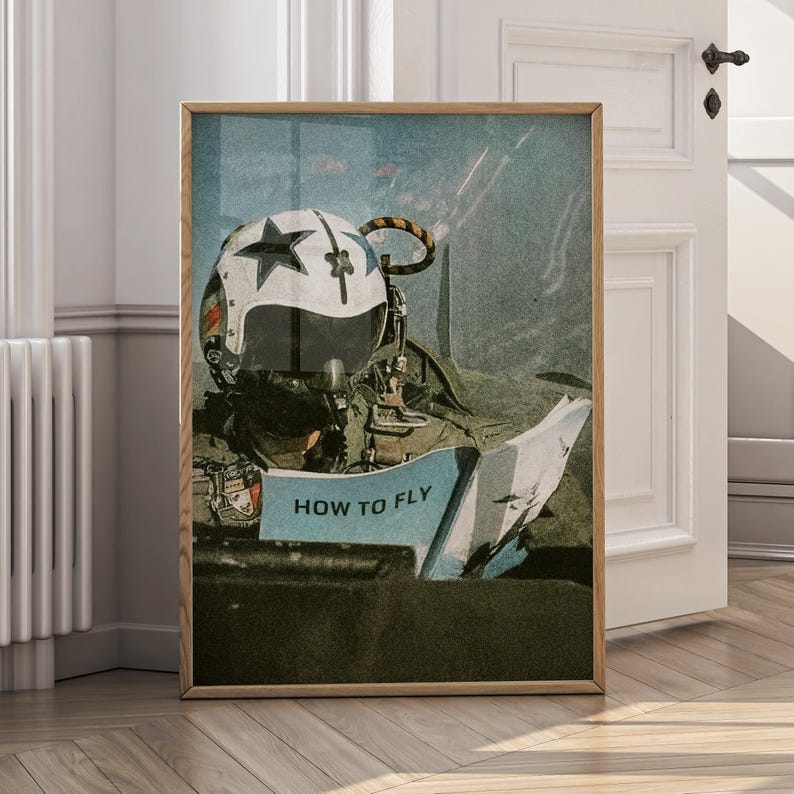Pilot “How to Fly” Aviation Wall Art | Fighter Jet Poster | Vintage Pilot Canvas Print | Military Plane Decor | Aviator Gift | Retro Artwork