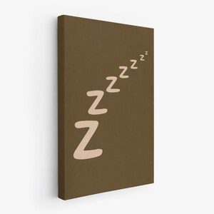 Minimalistisk väggkonst med sömn Zzzz-tryck, modern neutral sovrumsväggdekor, estetisk lugn poster, canvastryck, digital nedladdning - P93A bild 4
