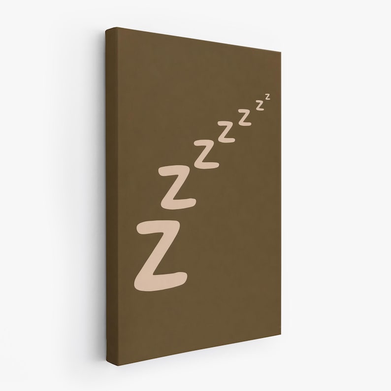 Minimalistisk väggkonst med sömn Zzzz-tryck, modern neutral sovrumsväggdekor, estetisk lugn poster, canvastryck, digital nedladdning - P93A bild 4