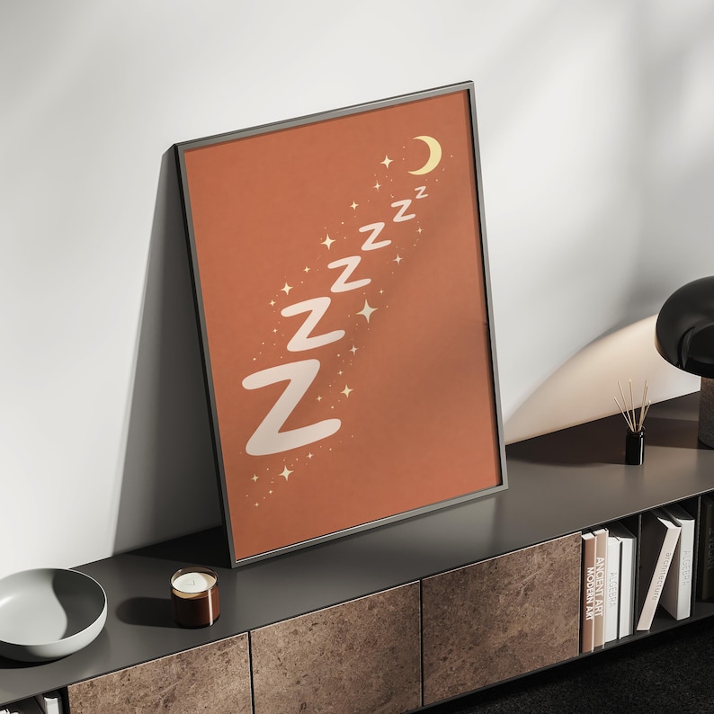 Sleep Art Printable, Zzz Poster Digital Download, Bedroom Wall Decor, Minimalist Sleep Art, Cozy Bedroom Print, Night Aesthetic Art - P93C image 7