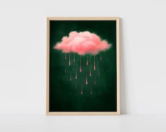 Pink Rain Cloud Digital Art Print | Surreal Cloud Wall Art | Dreamy Abstract Printable Art | Aesthetic Modern Wall Decor - P30
