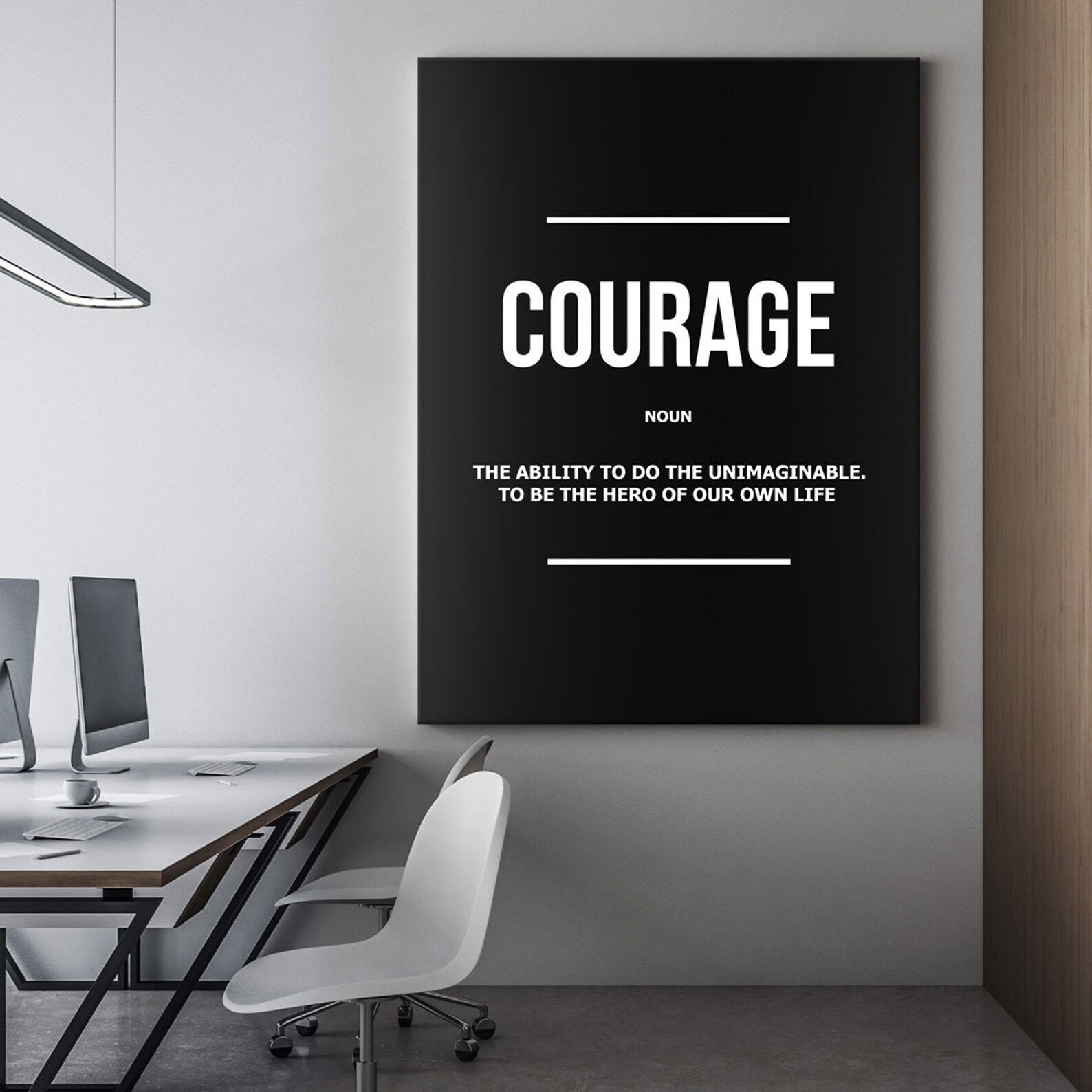 Courage Noun Wall Art Modern Office Decor Definition Courageous Canvas