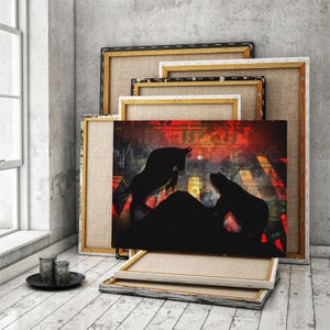 Wall Street Bull vs Bear Canvas Print  Stock Market Art for Traders  Unique Forex Gift