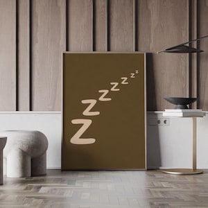Minimalistisk väggkonst med sömn Zzzz-tryck, modern neutral sovrumsväggdekor, estetisk lugn poster, canvastryck, digital nedladdning - P93A bild 9