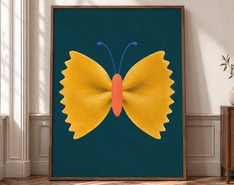 Colorful Butterfly Wall Art, Yellow Butterfly Canvas Print, Eclectic Insect Poster, Bold Kids Room Decor, Whimsical Nursery Artwork- P378
