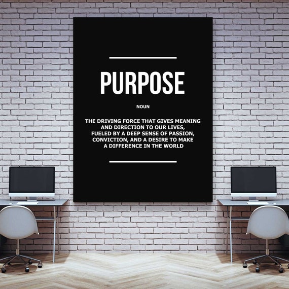 Purpose Definition Wall Art, Inspirational Canvas Print Goal-Driven Success Mindset, Motivational Decor Home Office Poster Daily Inspiration