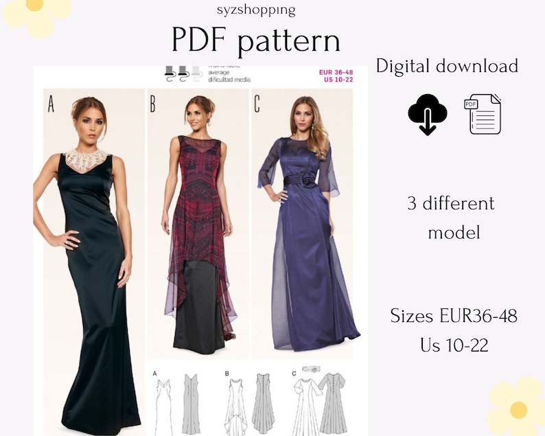 Dress Pattern PDF, Dress Easy Pattern, Sewing Pattern , Easy Sewing ...