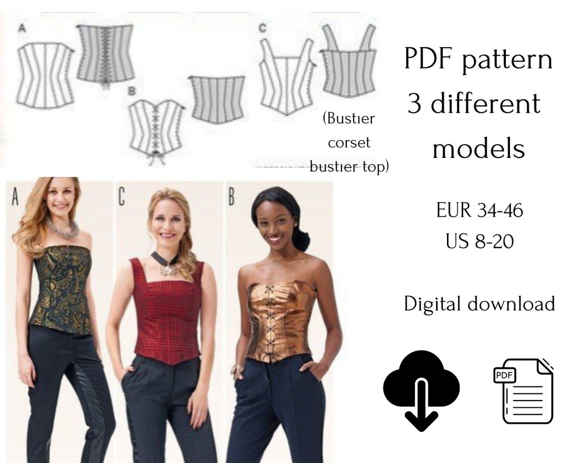 Bustier Basic Pattern PDF, Bustier Pattern, Sewing Pattern , Easy ...