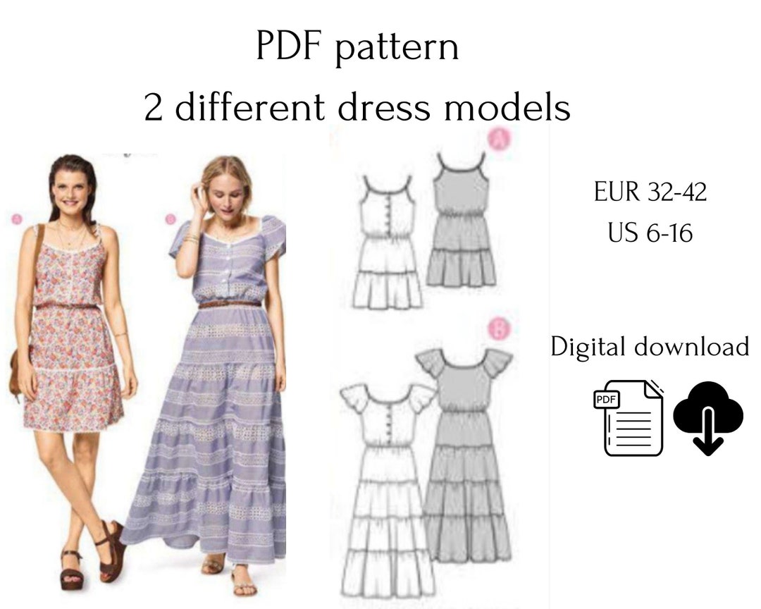 Dress Basic Pattern PDF, Dress Pattern, Sewing Pattern , Easy Sewing ...