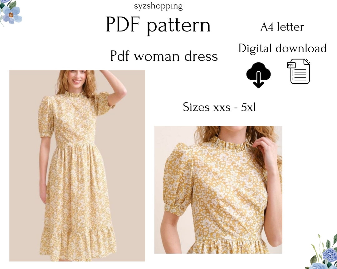 Dress Basic Pattern PDF, Dress Pattern, Sewing Pattern , Easy Sewing ...