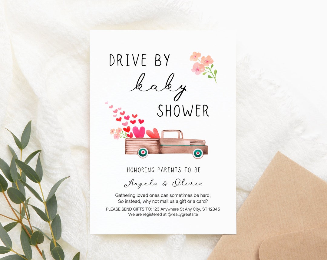 Baby Shower Invitation Card INSTANT DOWNLOAD, Editable CANVA, Car Baby ...
