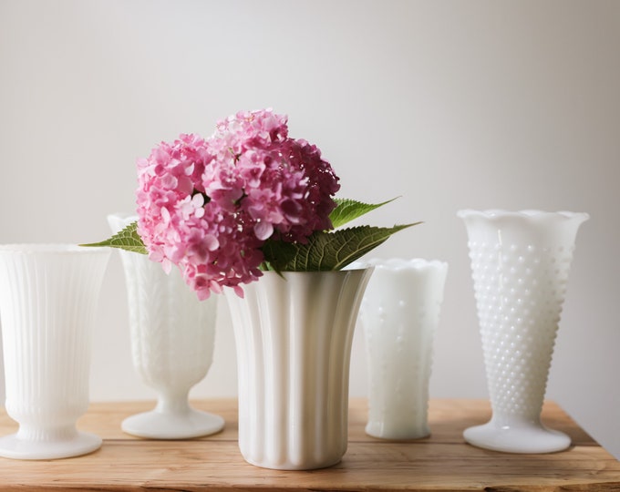 Milk Glass LARGE VASE Collection Beautiful Vintage Glassware Etsy