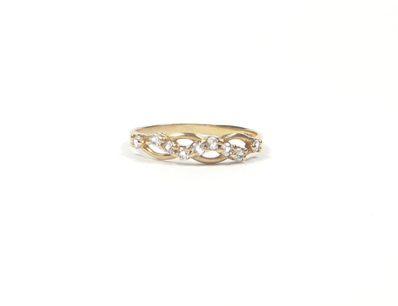 10K Petite Diamond Wave Ring - image 3
