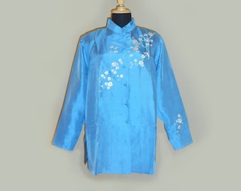 Blue Blossom Silk Blouse