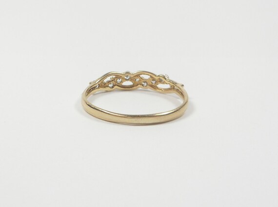 10K Petite Diamond Wave Ring - image 5