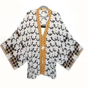 Yellow Black Kimono Cover Up