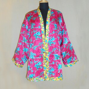 Pink Blue Silk Kimono Lg-Xl