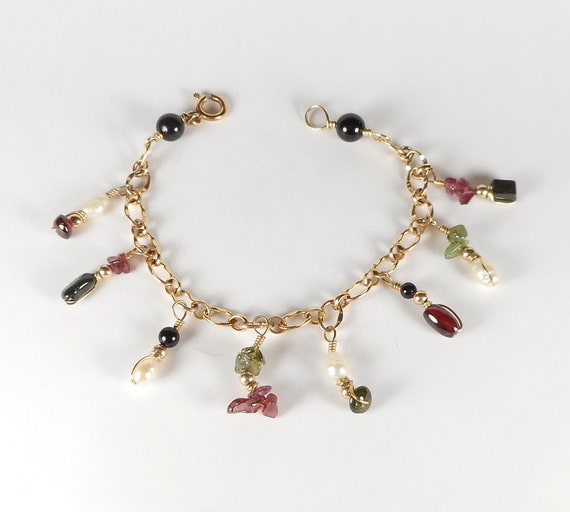 14K Multi Gem Bracelet - image 1