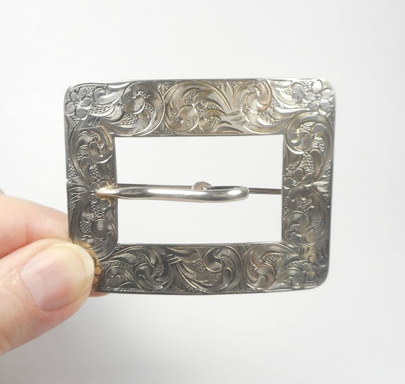 Engraved Belt Buckle Brooch
